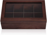 White Whale Tea Box Storage Chest Adjustable Compartment Tea Bags Organizer Container Tea Box with Glass Window