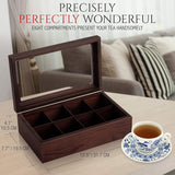 White Whale Tea Box Storage Chest Adjustable Compartment Tea Bags Organizer Container Tea Box with Glass Window