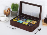 White Whale Tea Box Storage Chest Adjustable Compartment Tea Bags Organizer Container Tea Box with Glass Window