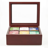 Whitewhale  Tea Box Storage Chest 6 Adjustable Compartment Tea Bags Organizer Container Tea Box with Glass Window