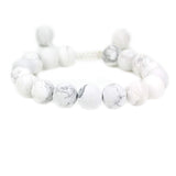 White Whale 8mm Round Beads Adjustable Braided Macrame Tassels Chakra Reiki Bracelets