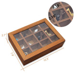 Whitewhale Tea Box Storage Natural Tea Chest Tea Bag Holder with Glass Window