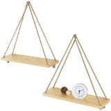 White Whale Wooden Hanging Swing Rope Floating Shelves 17-Inch (Set of 2)