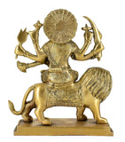 White Whale Brass Maa Durga/Ma Sherwali Idol Sitting On Lion Murti Religious Strength God Sculpture Idol