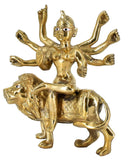 White Whale Brass Bangali Maa Durga/Bangali Ma Sherwali Idol Sitting On Lion Murti Religious Strength God Sculpture Idol