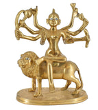 White Whale Brass Bangali Maa Durga/Bangali Ma Sherwali Idol Sitting On Lion Murti Religious Strength God Sculpture Idol