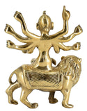 White Whale Brass Bangali Maa Durga/Bangali Ma Sherwali Idol Sitting On Lion Murti Religious Strength God Sculpture Idol