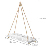 White Whale Wooden Hanging Swing Rope Floating Shelves 17-Inch (Set of 2)