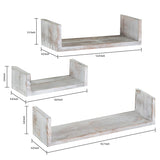 White whale Wall Mounted Wood U-Shaped Floating Shelves, Set of 3