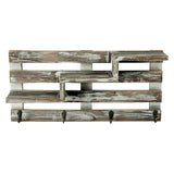 White Whale Wooden Wall Mounted Entryway Organizer Display Shelf Rack with 4 Key Hooks