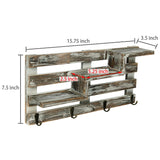 White Whale Wooden Wall Mounted Entryway Organizer Display Shelf Rack with 4 Key Hooks