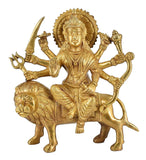 White Whale Brass Maa Durga/Ma Sherwali Idol Sitting On Lion Murti Religious Strength God Sculpture Idol