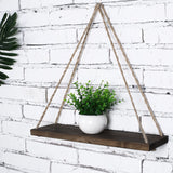 White Whale Wooden Hanging Swing Rope Floating Shelves 17-Inch (Set of 2)