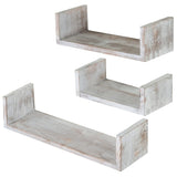 White whale Wall Mounted Wood U-Shaped Floating Shelves, Set of 3