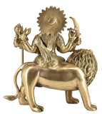 White Whale Brass Maa Durga/Ma Sherwali Idol Sitting On Lion Murti Religious Strength God Sculpture Idol