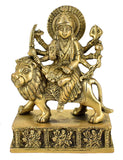 White Whale Brass Maa Durga/Ma Sherwali Idol Sitting On Lion Murti Religious Strength God Sculpture Idol