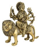 White Whale Brass Maa Durga/Ma Sherwali Idol Sitting On Lion Murti Religious Strength God Sculpture Idol