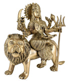 White Whale Brass Maa Durga/Ma Sherwali Idol Sitting On Lion Murti Religious Strength God Sculpture Idol