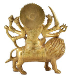 White Whale Brass Maa Durga/Ma Sherwali Idol Sitting On Lion Murti Religious Strength God Sculpture Idol