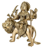 White Whale Brass Maa Durga/Ma Sherwali Idol Sitting On Lion Murti Religious Strength God Sculpture Idol