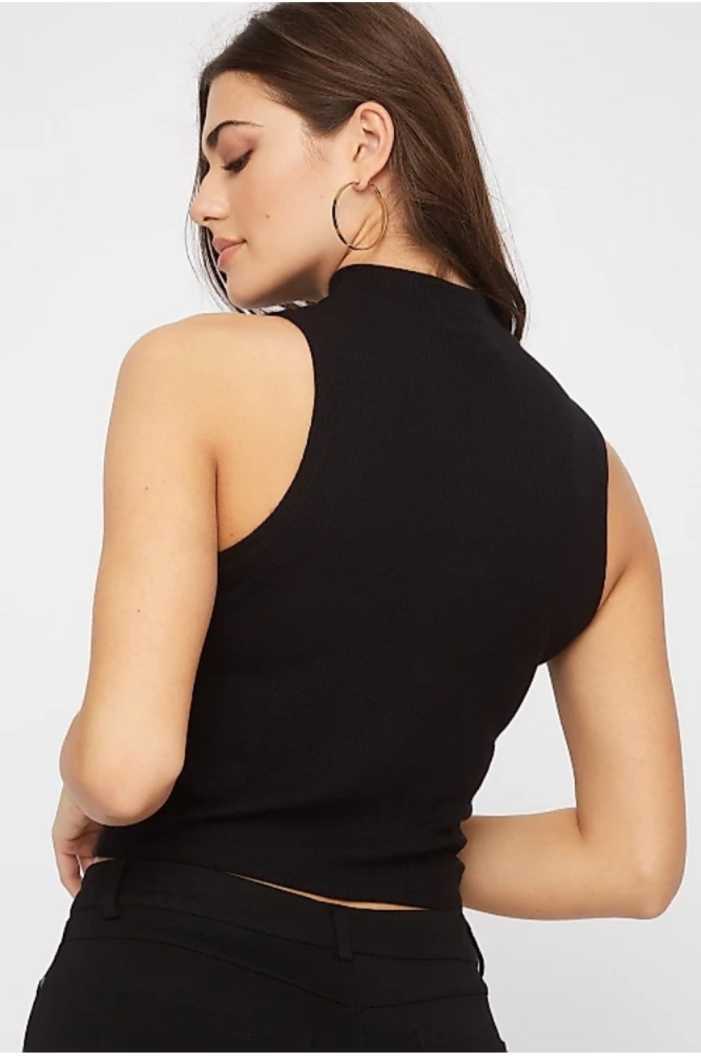 Moshe Casual Sleeveless Self Design Women Black Top - Buy Moshe Casual  Sleeveless Self Design Women Black Top Online at Best Prices in India
