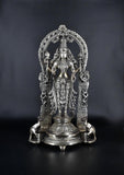 White Whale Standing Goddess Lakshmi with Prabhavali - Brass Statue for Home Decor Mandir Pooja