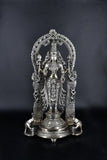White Whale Standing Goddess Lakshmi with Prabhavali - Brass Statue for Home Decor Mandir Pooja