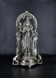 White Whale Standing Goddess Lakshmi with Prabhavali - Brass Statue for Home Decor Mandir Pooja