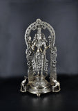 White Whale Standing Goddess Lakshmi with Prabhavali - Brass Statue for Home Decor Mandir Pooja