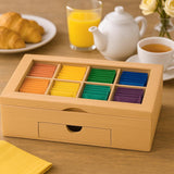 Whitewhale Wooden Tea Box Storage Natural Tea Chest Tea Bag Holder with Glass Window