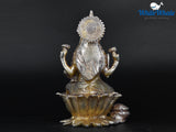 White Whale Brass Lakshmi Idol Hindu Laxmi Goddess Statue Home Office Showpiece Decor