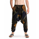 Whitewhale Mens Cotton Printed Harem Pants Pockets Yoga Trousers Hippie