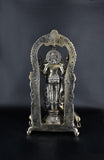 White Whale Standing Goddess Lakshmi with Prabhavali - Brass Statue for Home Decor Mandir Pooja