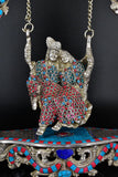 White Whale Brass Madhuram Anuraga Radha Krishna on a Swing - Spectacular Idol Made in Coimbatore and Embellished in Mysore | Best for Temple, Gifting
