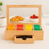 Whitewhale Wooden Tea Box Storage Natural Tea Chest Tea Bag Holder with Glass Window