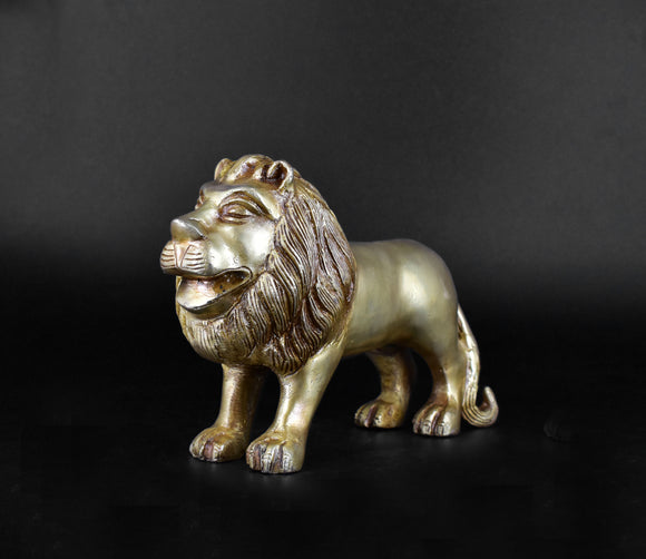 White Whale Large Gold Lion Brass Statue Showpiece Sculpture Home Decor FengShui Gift