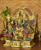 White Whale Shiva Parvati Ganesh Idol Shiv Parivar Brass Murti Statue