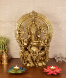 White Whale Brass Decor India Mangalkari Ganesha Statue Home Decor (20 inches)