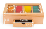 Whitewhale Wooden Tea Box Storage Natural Tea Chest Tea Bag Holder with Glass Window