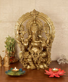 White Whale Brass Decor India Mangalkari Ganesha Statue Home Decor (20 inches)