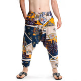 Whitewhale Mens Cotton Printed Harem Pants Pockets Yoga Trousers Hippie