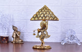 White Whale Lord Krishna Lifting Govardhan Mountain by miskin Metal Statue Home Décor