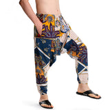 Whitewhale Mens Cotton Printed Harem Pants Pockets Yoga Trousers Hippie