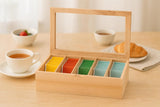 White Whale Wooden Tea Box Organizer Storage Box with 5 Compartment Chest Box