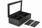 White Whale Tea Box Storage Natural Tea Chest Tea Bag Holder 8 Adjustable Tea Chest Compartments with Glass Window