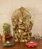 White Whale Brass Decor India Mangalkari Ganesha Statue Home Decor (20 inches)