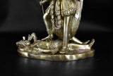 White Whale Antique Large Brass Kali Idol Hindu Goddess of Time & Change Maa Kalika Shiva Statue Murti