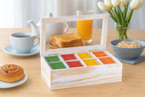 White Whale Tea Box Storage Natural Tea Chest Tea Bag Holder 8 Adjustable Tea Chest Compartments with Glass Window