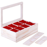 White Whale Tea Box Storage Natural Tea Chest Tea Bag Holder 8 Adjustable Tea Chest Compartments with Glass Window