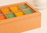 Whitewhale Wooden Tea Box Storage Natural Tea Chest Tea Bag Holder with Glass Window